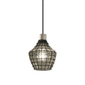 Justice Design Group Wire Glass 1 Light Brushed Nickel Pendant Grid With Clear Bubbles Shade