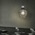 Justice Design Group Wire Glass 1 Light Polished Chrome Pendant Grid With Clear Bubbles Shade