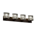 Justice Design Group Wire Glass Modular 4 Light Dark Bronze Bath Bar Swirl With Clear Bubbles Oval Shade