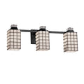 Justice Design Group Wire Glass Ardent 3 Light Matte Black Bath Bar Grid With Opal Square W Flat Rim Shade