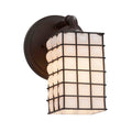 Justice Design Group Wire Glass Bronx 1 Light Dark Bronze Wall Sconce Grid With Opal Square W Flat Rim Shade
