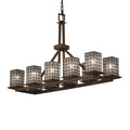 Justice Design Group Wire Glass Montana 10 Light Brushed Nickel Chandelier Grid With Clear Bubbles Square Flat Rim Shade