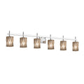 Justice Design Group Wire Glass Union 6 Light Polished Chrome Bath Bar Swirl With Clear Bubbles Cylinder W Flat Rim Shade