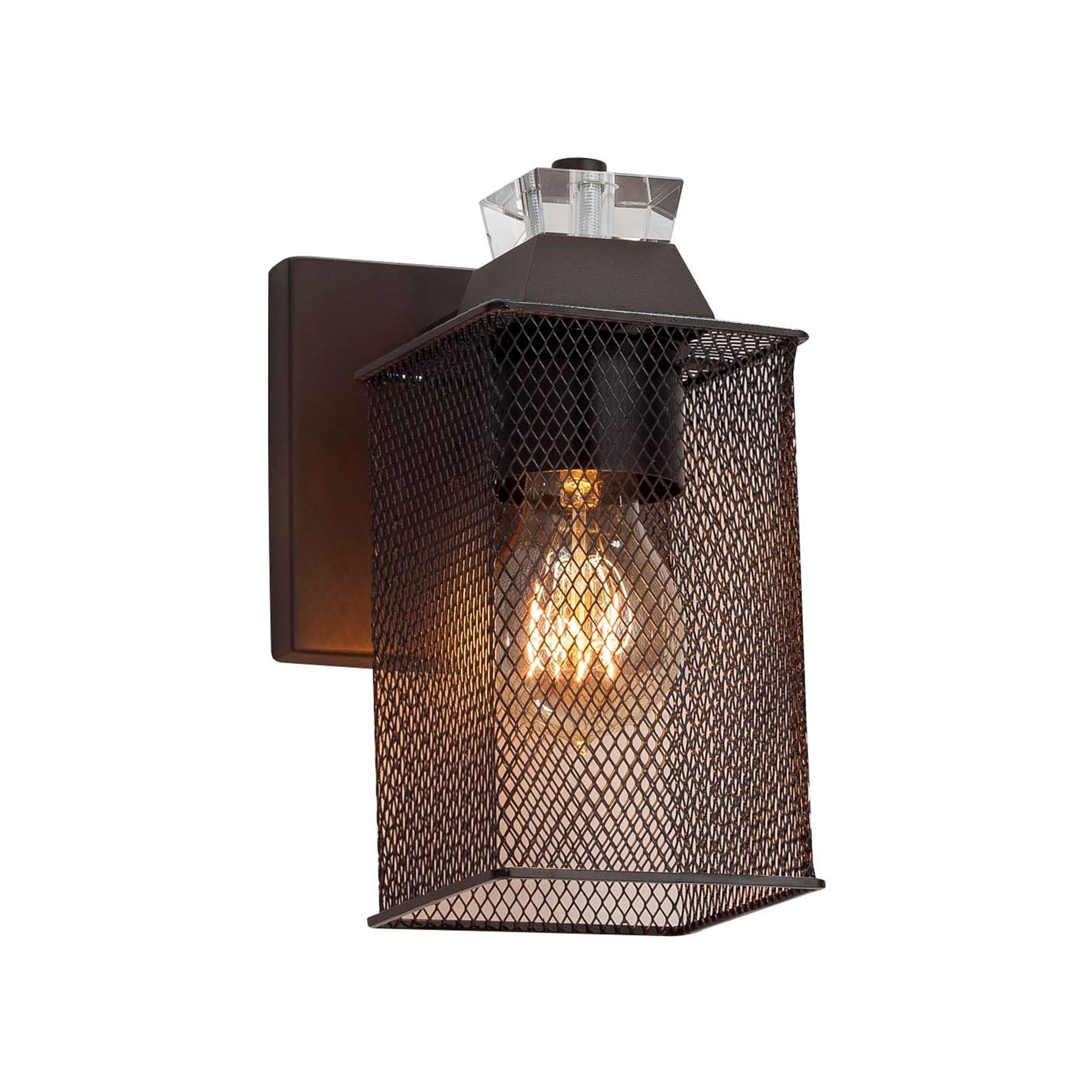 Justice Design Group Wire Mesh Ardent 1 Light Dark Bronze Wall Sconce Wire Mesh Square W Flat Rim Shade