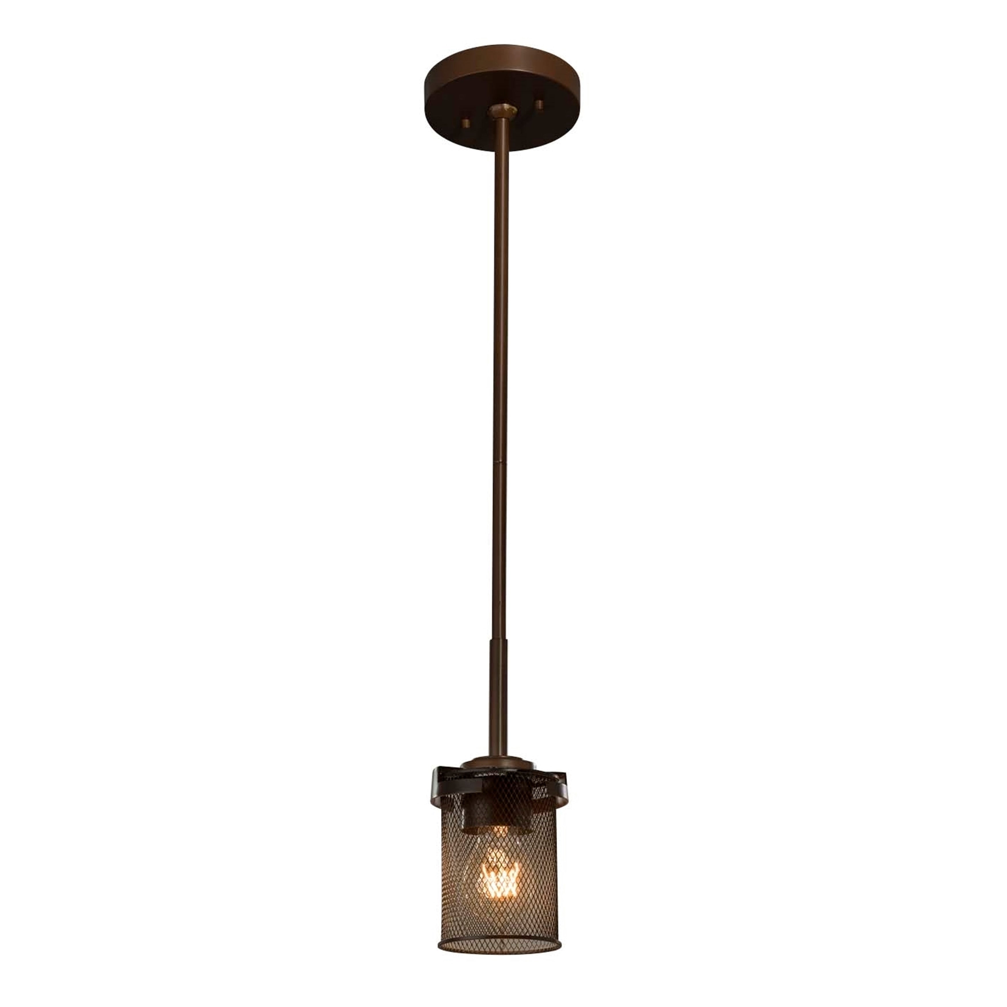 Justice Design Group Wire Mesh Atlas 1 Light Dark Bronze Mini Pendant Wire Mesh Cylinder W Flat Rim Shade