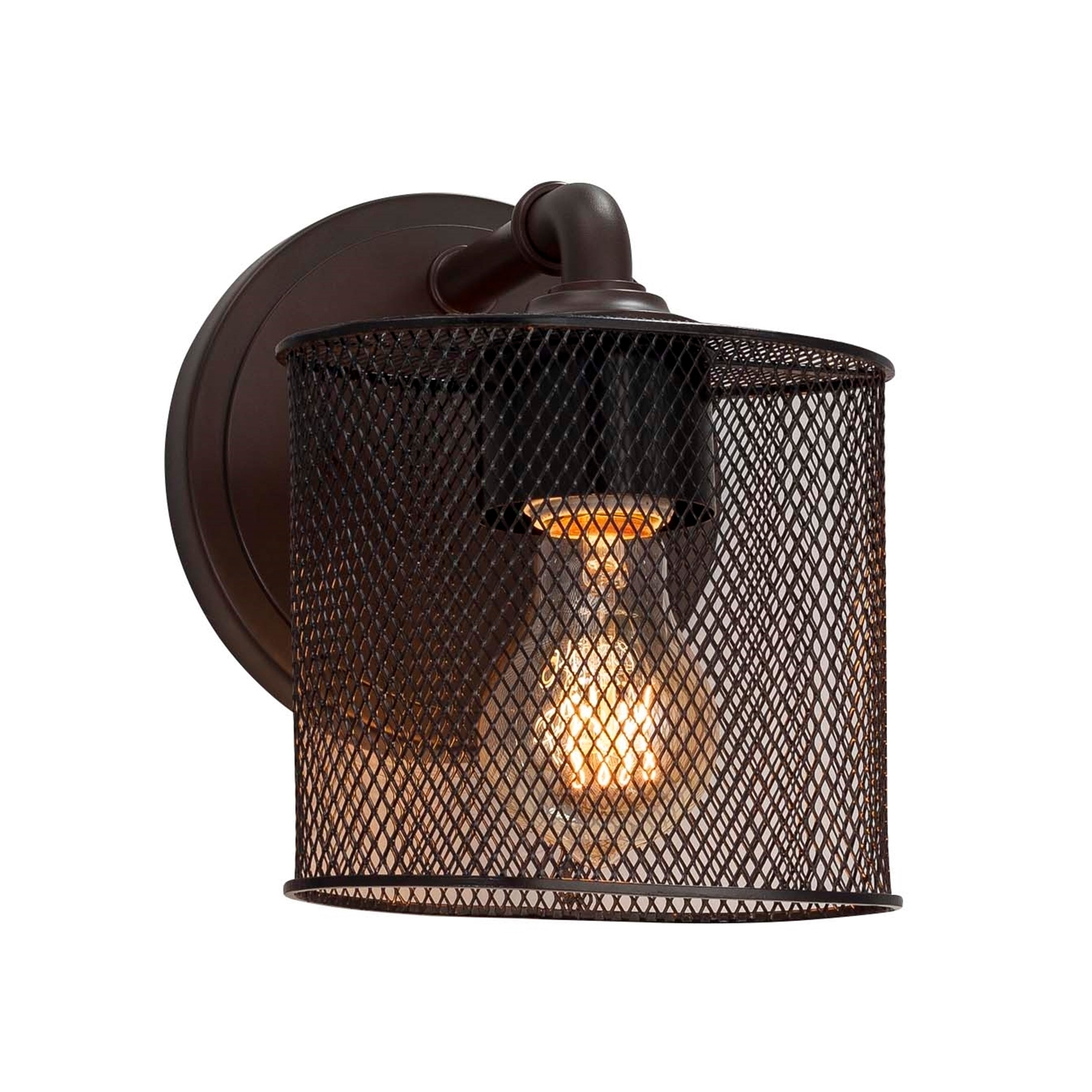 Justice Design Group Wire Mesh Bronx 1 Light Dark Bronze Wall Sconce Wire Mesh Oval Shade