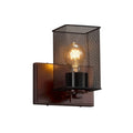 Justice Design Group Wire Mesh Era 1 Light Dark Bronze Wall Sconce Square Flat Rim Shade