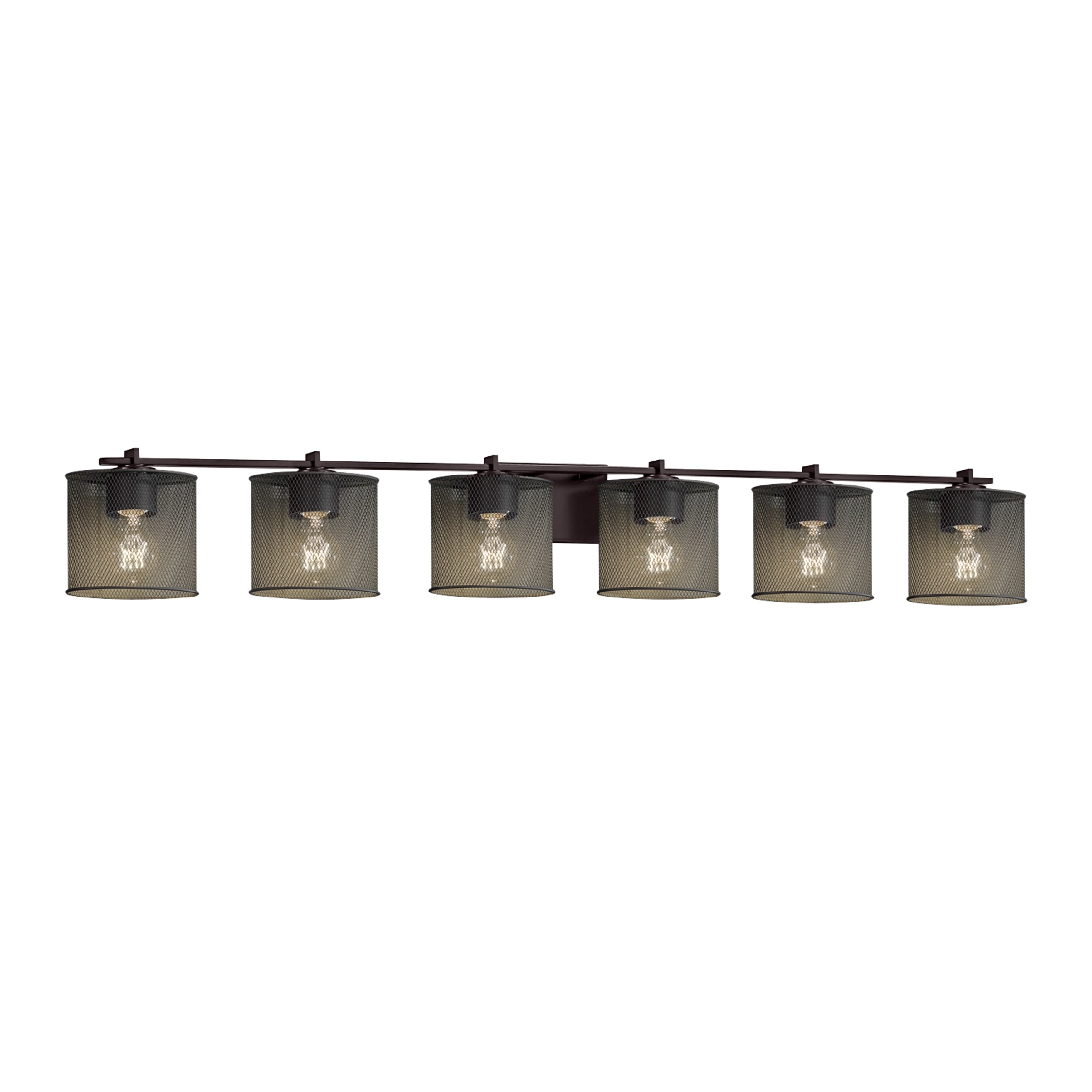 Justice Design Group Wire Mesh Era 6 Light Dark Bronze Bath Bar Wire Mesh Oval Shade