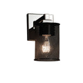 Justice Design Group Wire Mesh Regency 1 Light Polished Chrome Wall Sconce Wire Mesh Cylinder Flat Rim Shade