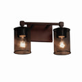 Justice Design Group Wire Mesh Tetra 2 Light Dark Bronze Bath Bar Wire Mesh Cylinder Flat Rim Shade