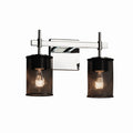 Justice Design Group Wire Mesh Union 2 Light Polished Chrome Bath Bar Wire Mesh Cylinder Flat Rim Shade