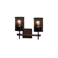 Justice Design Group Wire Mesh Union 2 Light Dark Bronze Bath Bar Wire Mesh Cylinder Flat Rim Shade
