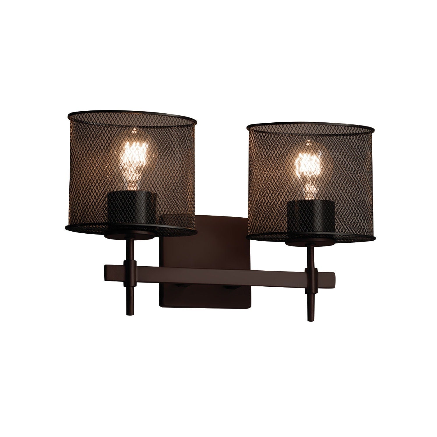 Justice Design Group Wire Mesh Union 2 Light Dark Bronze Bath Bar Wire Mesh Oval Shade
