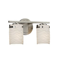 Justice Design Group Limoges Atlas 2 Light Brushed Nickel Bath Bar Waves Cylinder Flat Rim Shade
