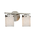 Justice Design Group Limoges Atlas 2 Light Brushed Nickel Bath Bar Banana Leaf Cylinder Flat Rim Shade