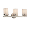 Justice Design Group Limoges Atlas 3 Light Brushed Nickel Bath Bar Pleats Cylinder Flat Rim Shade