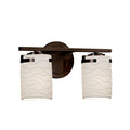 Justice Design Group Limoges Atlas 2 Light Dark Bronze Bath Bar Waves Cylinder Flat Rim Shade