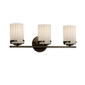Justice Design Group Limoges Atlas 3 Light Dark Bronze Bath Bar Pleats Cylinder Flat Rim Shade