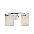 Justice Design Group Limoges Atlas 2 Light Polished Chrome Bath Bar Banana Leaf Cylinder Flat Rim Shade