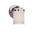 Justice Design Limoges Atlas 1 Light Polished Chrome Wall Sconce Waterfall Cylinder Flat Rim Shade