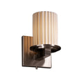 Justice Design Limoges Dakota Brushed Nickel Wall Sconce Pleats Cylinder With Flat Rim Shade Silver