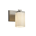 Justice Design Group Limoges Era 1 Light Brushed Nickel Wall Sconce Sawtooth Cylinder Flat Rim Shade