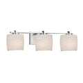Justice Design Group Limoges Era 3 Light Polished Chrome Bath Bar Waves Oval Shade