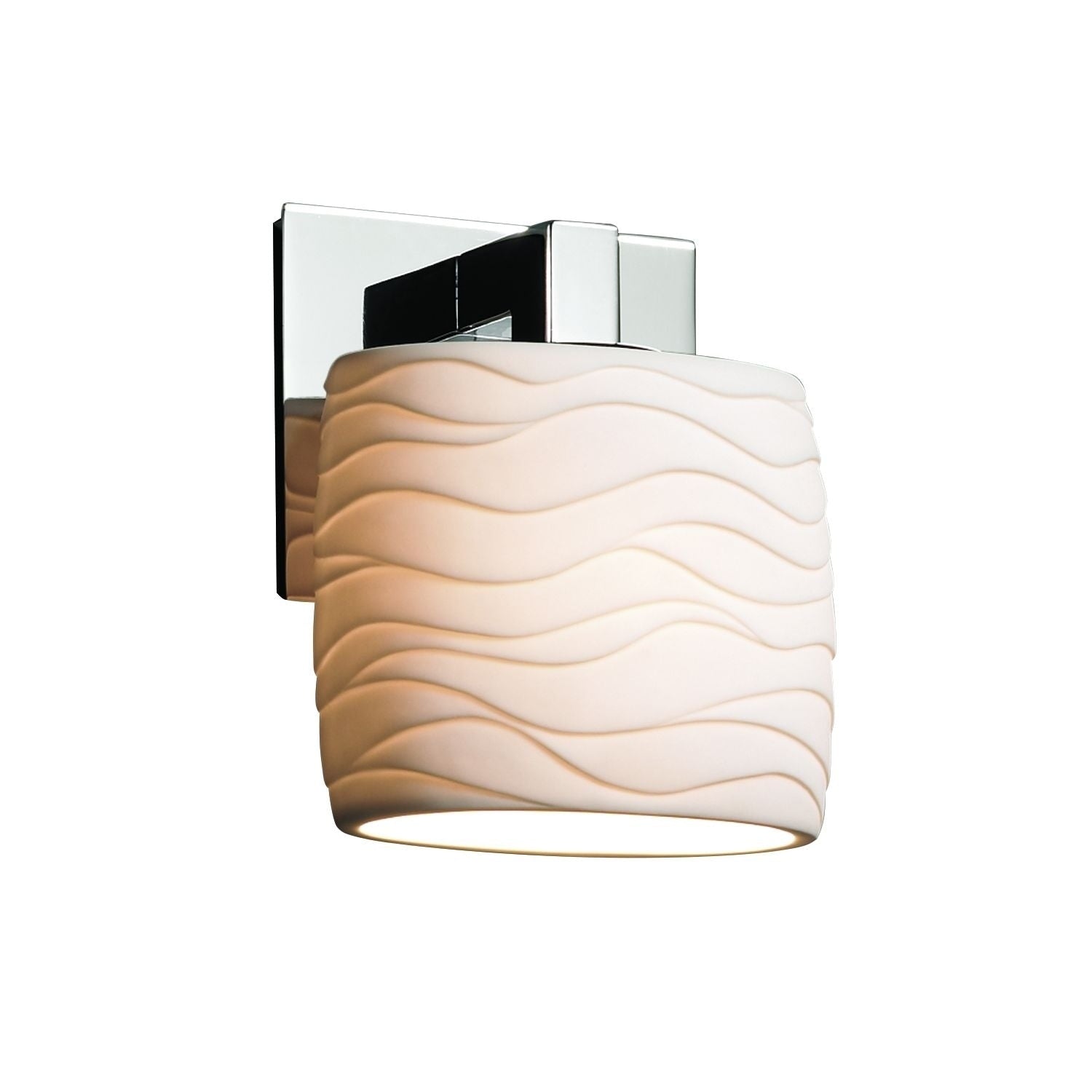 Justice Design Group Limoges Modular 1 Light Polished Chrome Ada Wall Sconce Waves Oval Shade