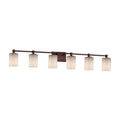 Justice Design Group Limoges Tetra 6 Light Dark Bronze Bath Bar Pleats Cylinder Flat Rim Shade