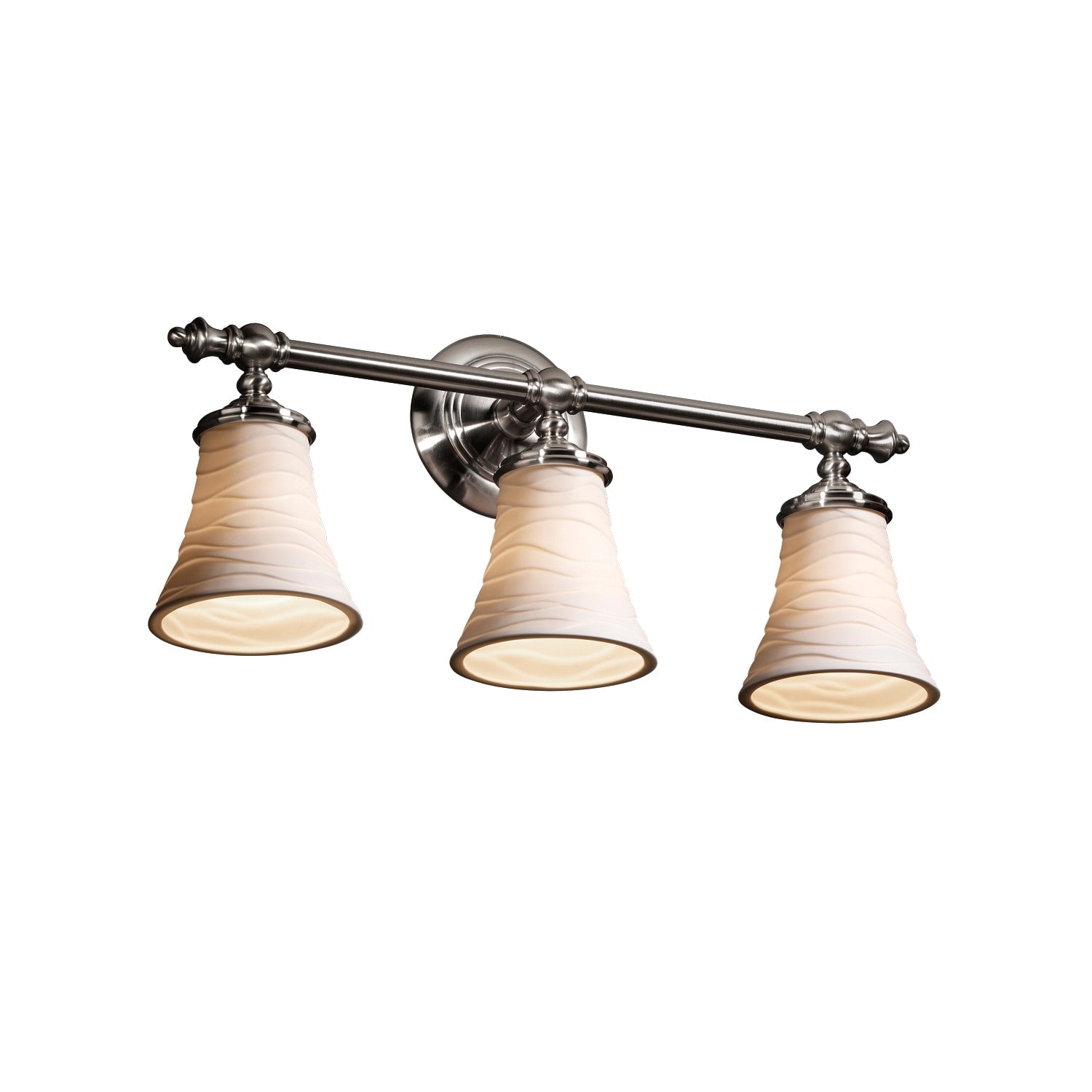 Justice Design Limoges Tradition Brushed Nickel 3 Light Bath Bar Silver