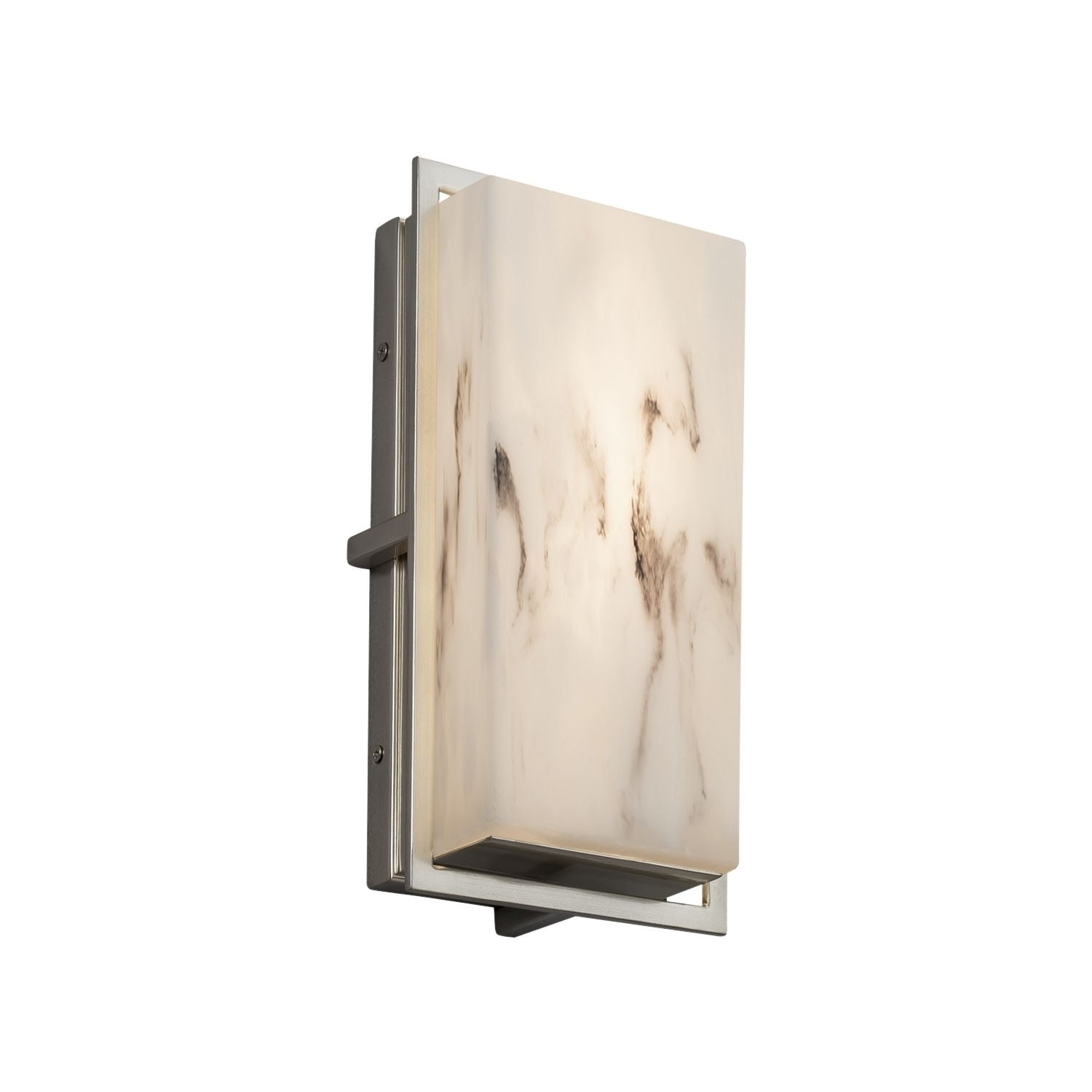 Justice Design Group Lumenaria Avalon Brushed Nickel Ada Led Small Outdoor Wall Sconce Faux Alabaster Shade