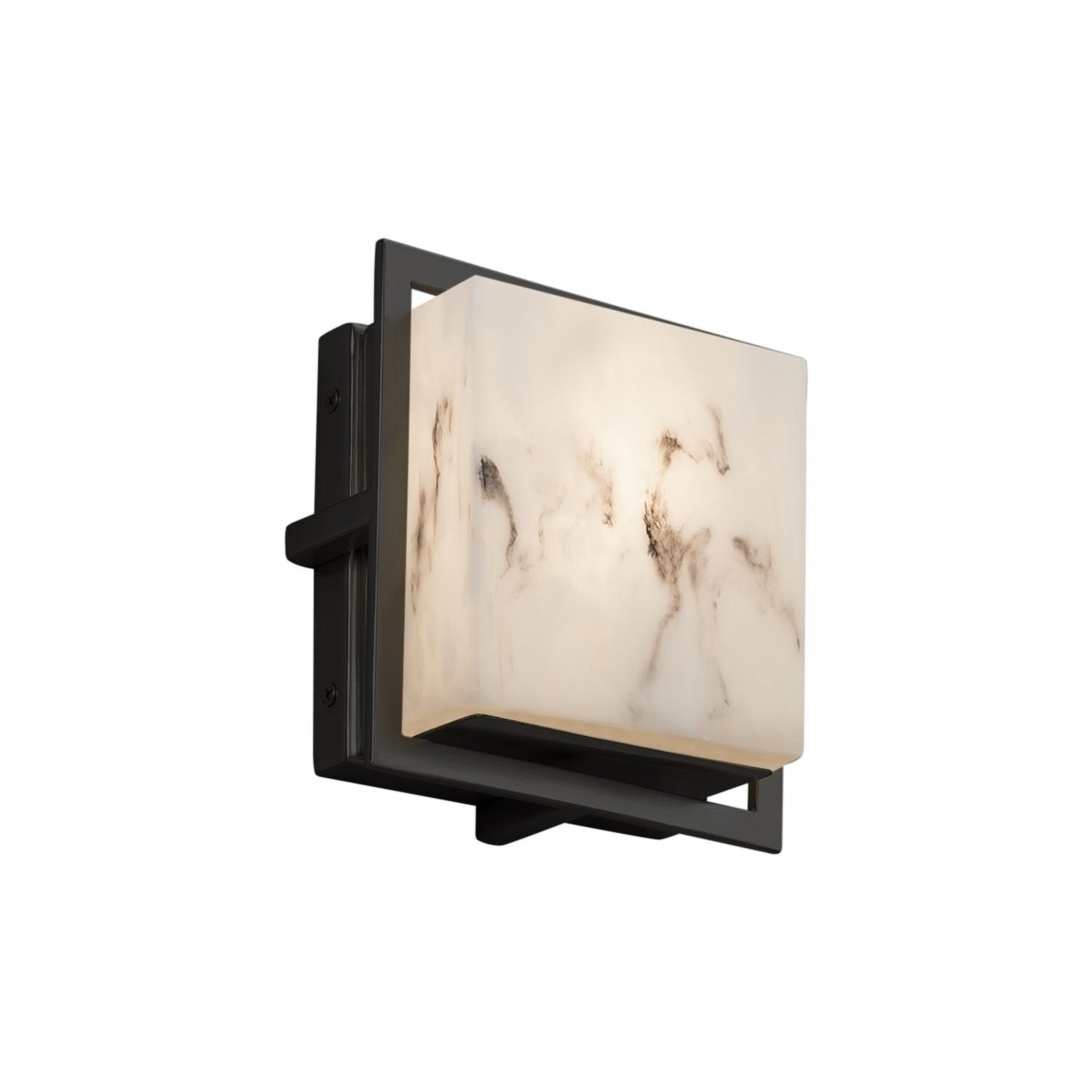 Justice Design Group Lumenaria Avalon Matte Black Ada Led Outdoor Wall Sconce Square Faux Alabaster Shade