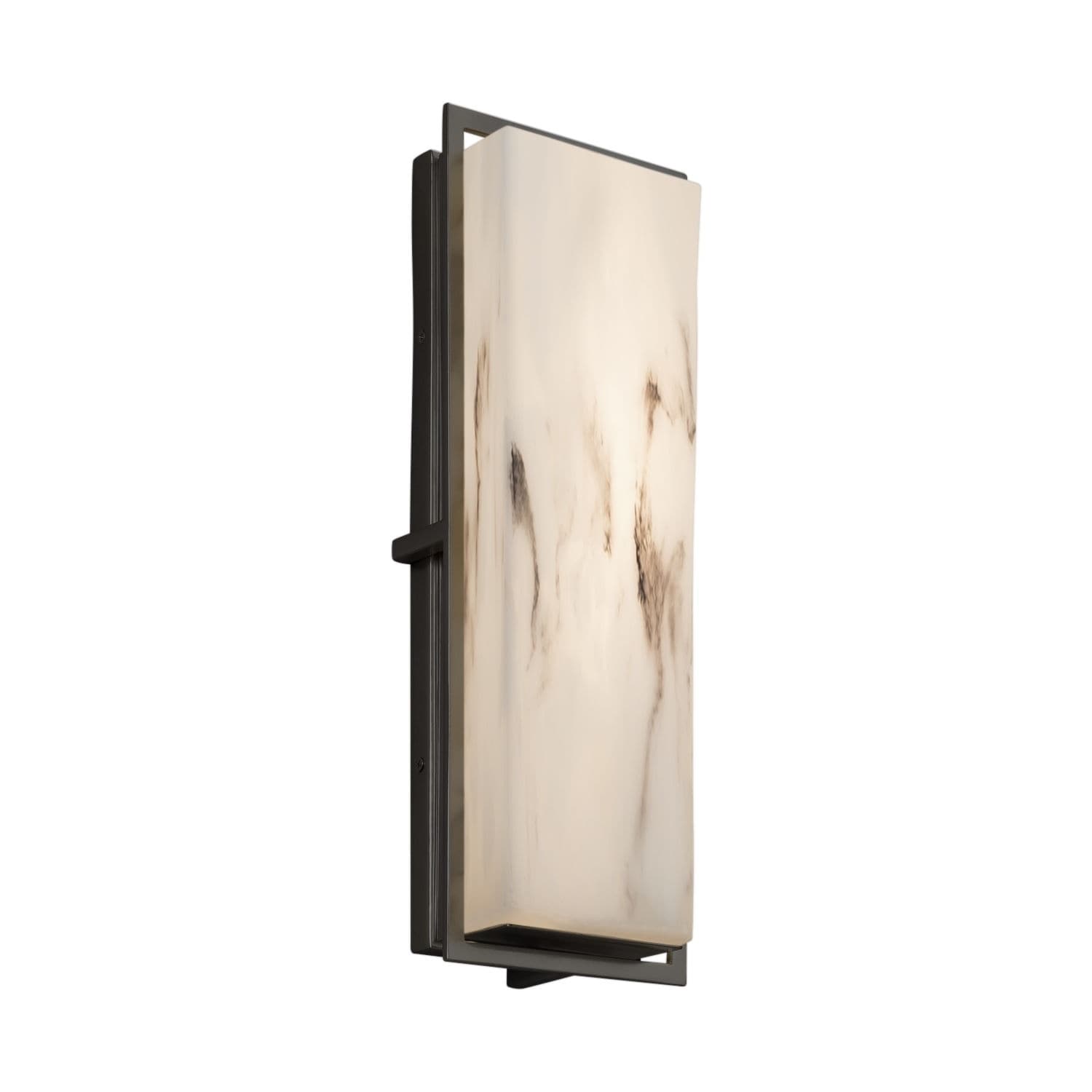 Justice Design Group Lumenaria Avalon Matte Black Ada Led Large Outdoor Wall Sconce Faux Alabaster Shade