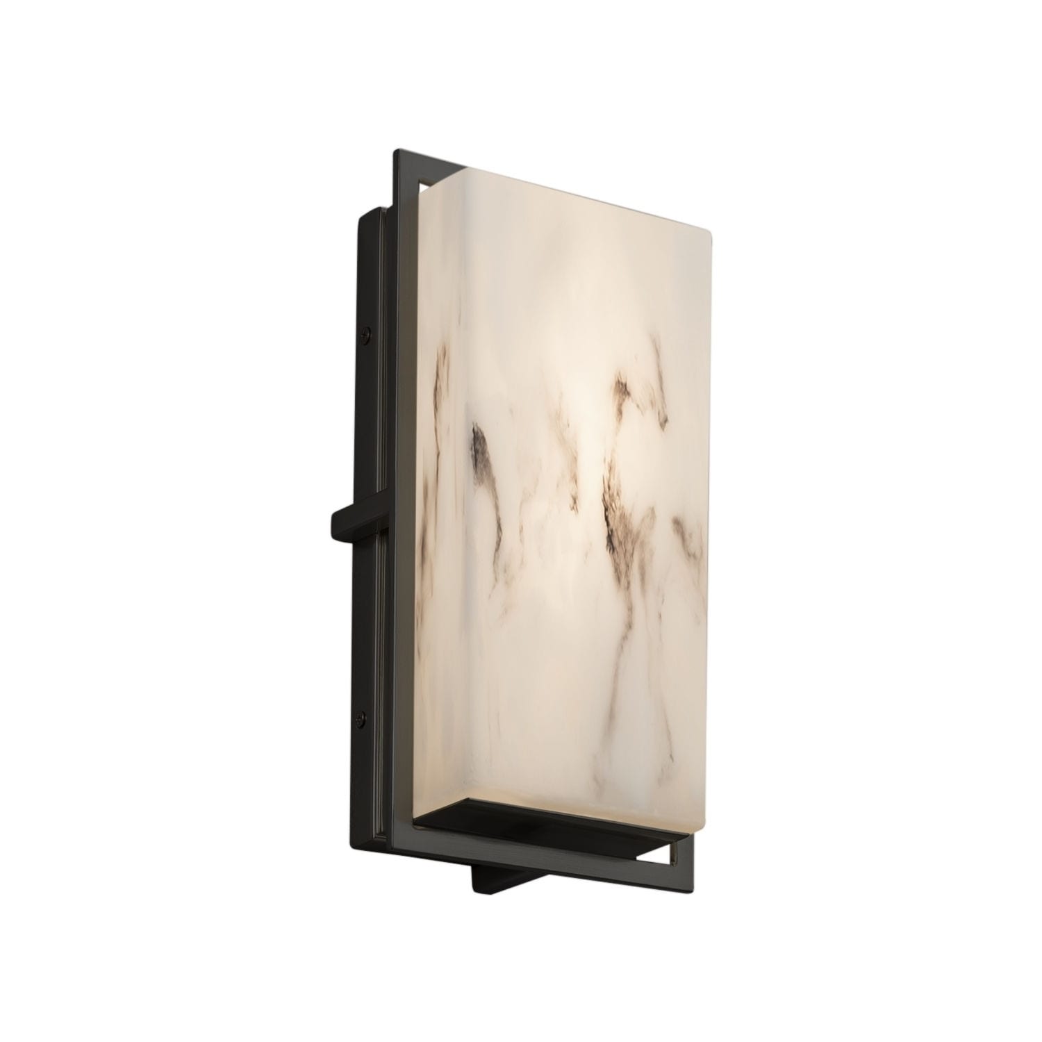 Justice Design Group Lumenaria Avalon Matte Black Ada Led Small Outdoor Wall Sconce Faux Alabaster Shade