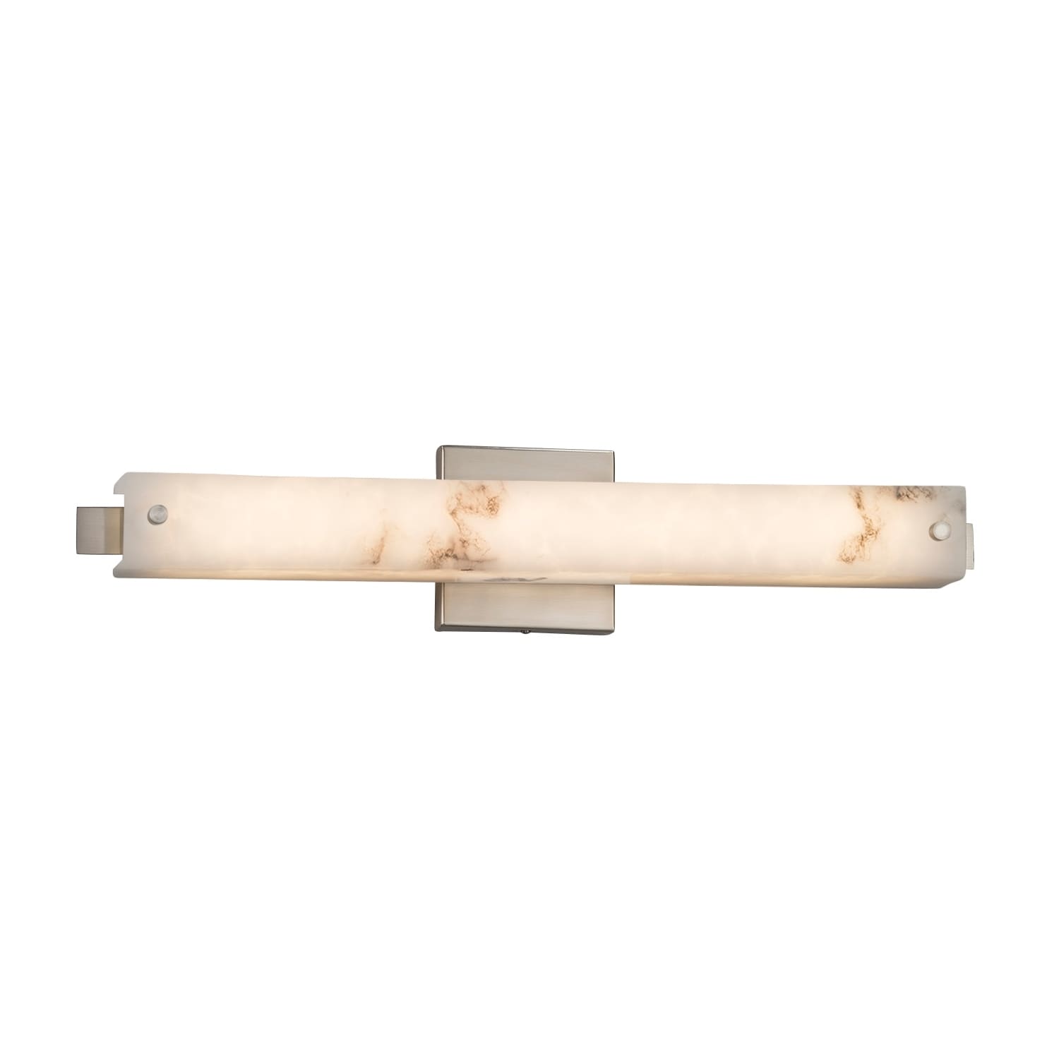 Justice Design Group Lumenaria Edge Brushed Nickel Ada Wall Bath Bar Faux Alabaster Shade