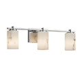 Justice Design Group Lumenaria Era 3 Light Polished Chrome Bath Bar Faux Alabaster Cylinder Flat Rim Shade