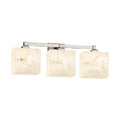 Lumenaria Regency 3 Light Brushed Nickel Bath Bar Faux Alabaster Rectangle Shade