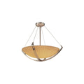 Justice Design Porcelina Crossbar Brushed Nickel 6 Light Pendant Waterfall Round Bowl Shade Silver