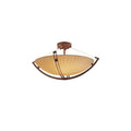Justice Design Porcelina Crossbar Dark Bronze 6 Light Semi Flush Waterfall Round Bowl Shade