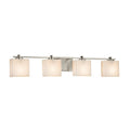 Justice Design Group Porcelina Era 4 Light Brushed Nickel Bath Bar Pleats Rectangle Shade