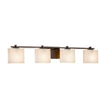 Justice Design Group Porcelina Era 4 Light Dark Bronze Bath Bar Pleats Rectangle Shade