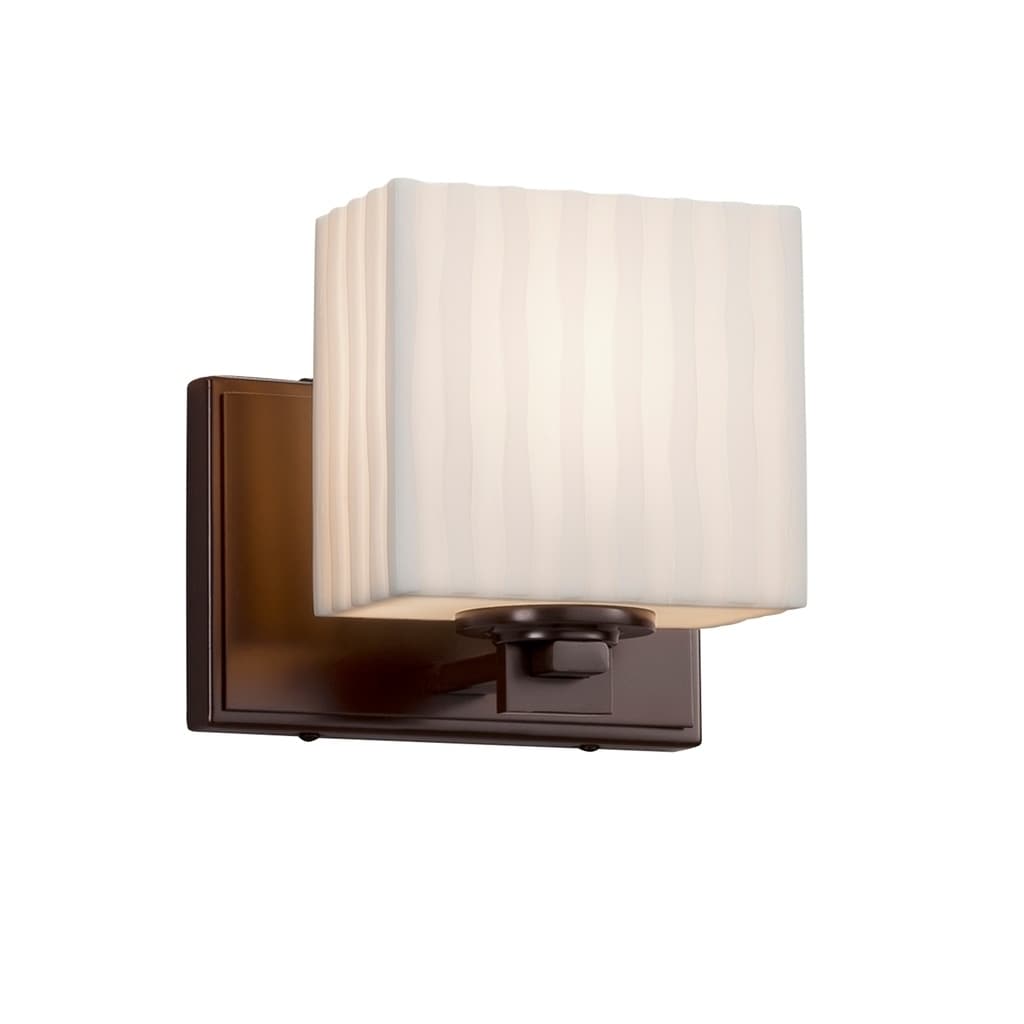 Justice Design Porcelina Era 1 Light Dark Bronze Ada Wall Sconce Waterfall Rectangle Shade