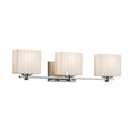 Justice Design Group Porcelina Era 3 Light Polished Chrome Bath Bar Waterfall Rectangle Shade