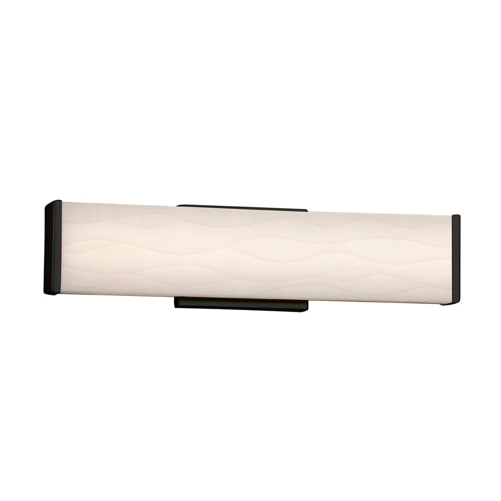 Justice Design Group Porcelina Latitude 19 Inch Matte Black Ada Led Wall Bath Bar Waves Shade