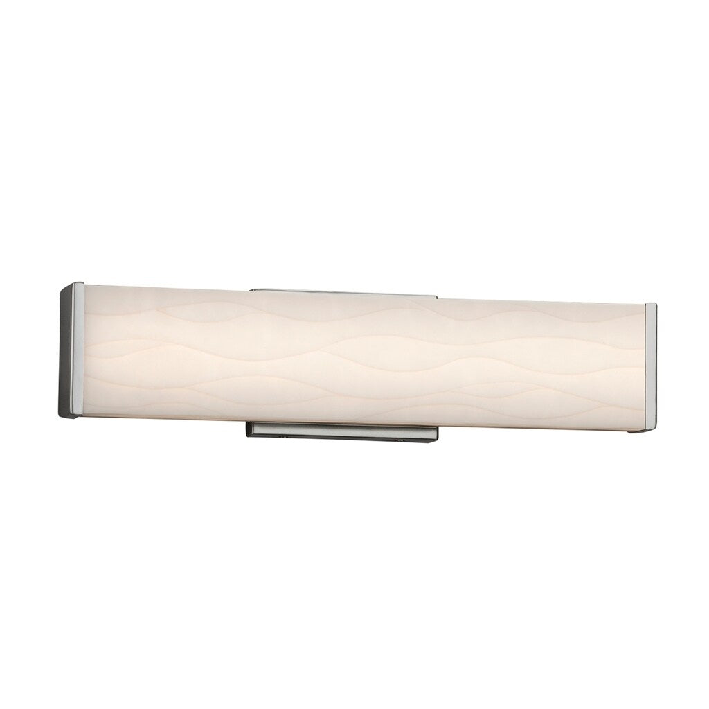 Justice Design Group Porcelina Latitude 19 Inch Brushed Nickel Ada Led Wall Bath Bar Waves Shade