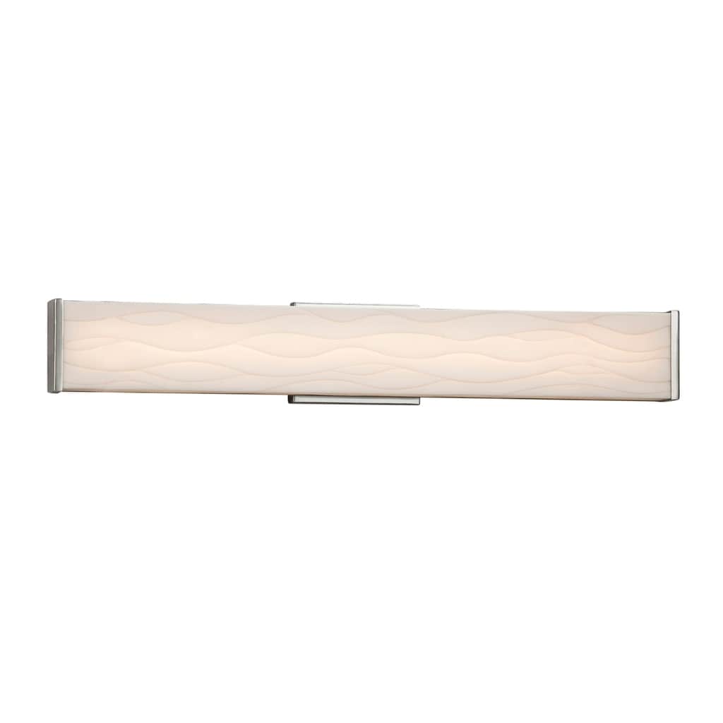 Justice Design Group Porcelina Latitude 29 Inch Brushed Nickel Ada Led Wall Bath Bar Waves Shade Silver