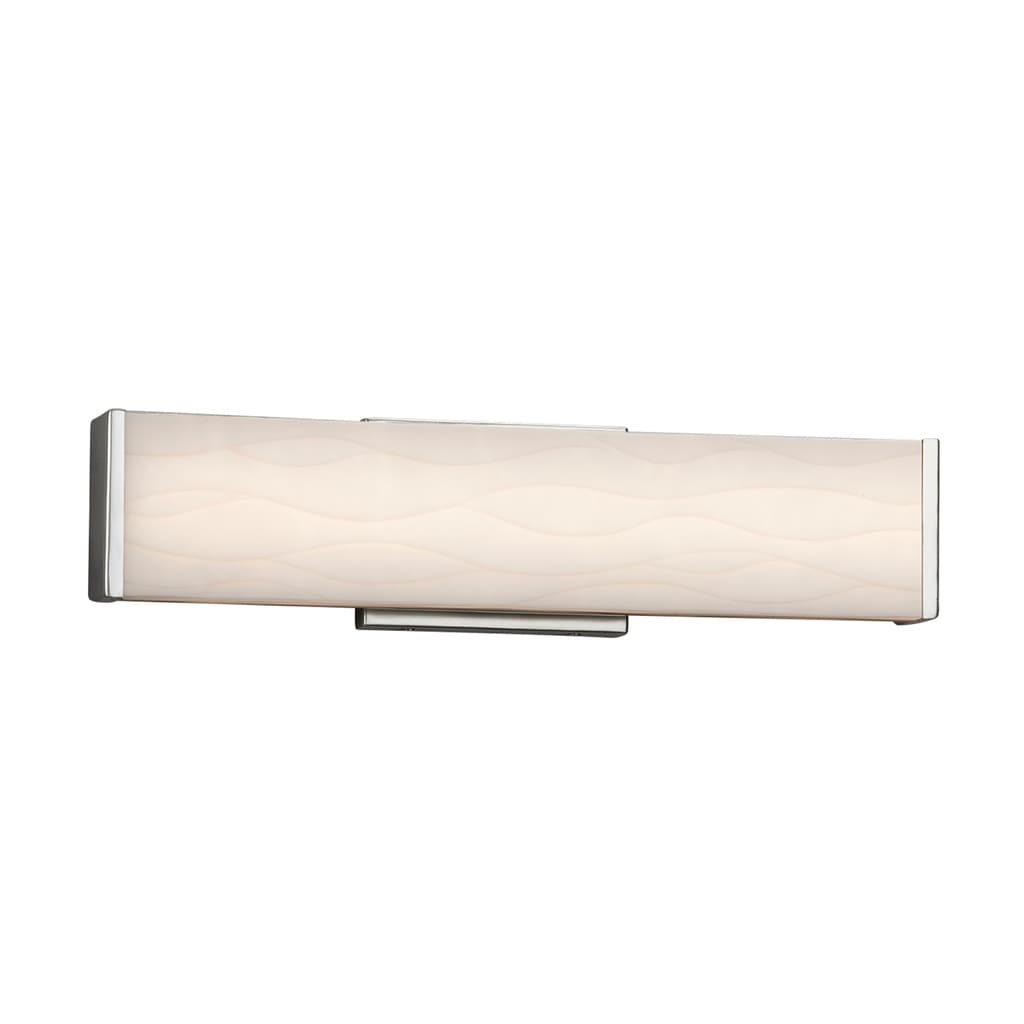 Justice Design Group Porcelina Latitude 19 Inch Polished Chrome Ada Led Wall Bath Bar Waves Shade