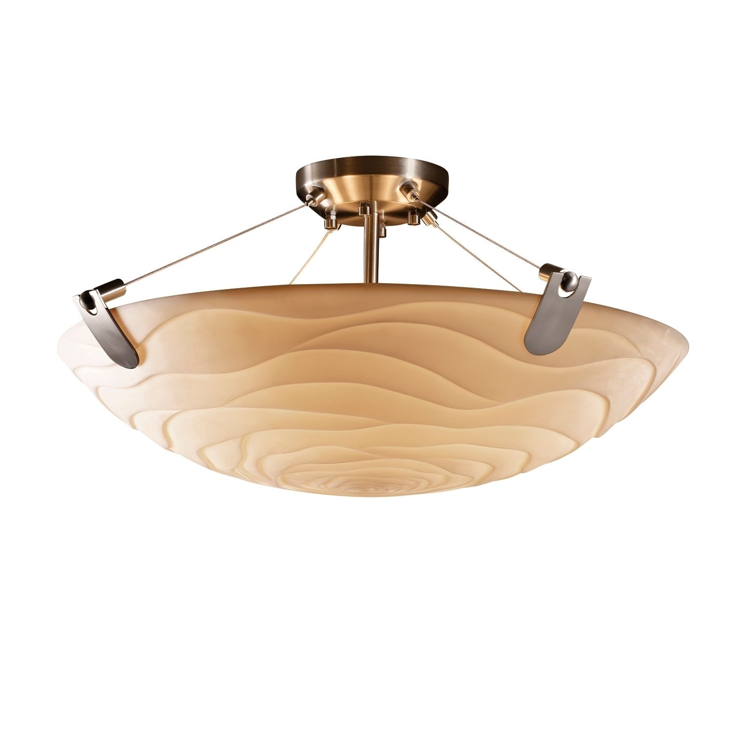 Justice Design Porcelina U Clips Brushed Nickel 6 Light Semi Flush Silver