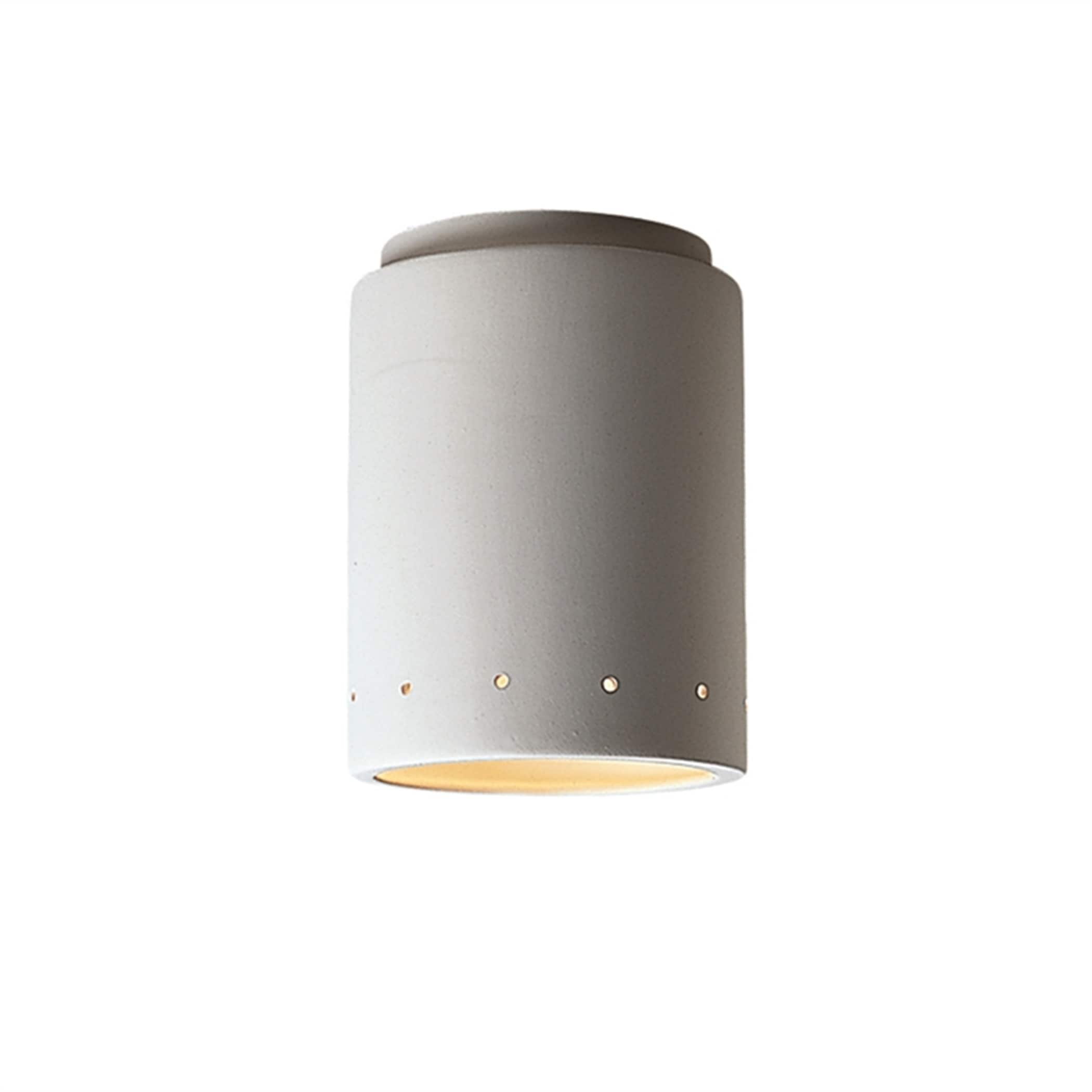 Justice Design Radiance 1 Light Bisque Cylinder With Perfs Flush Mount