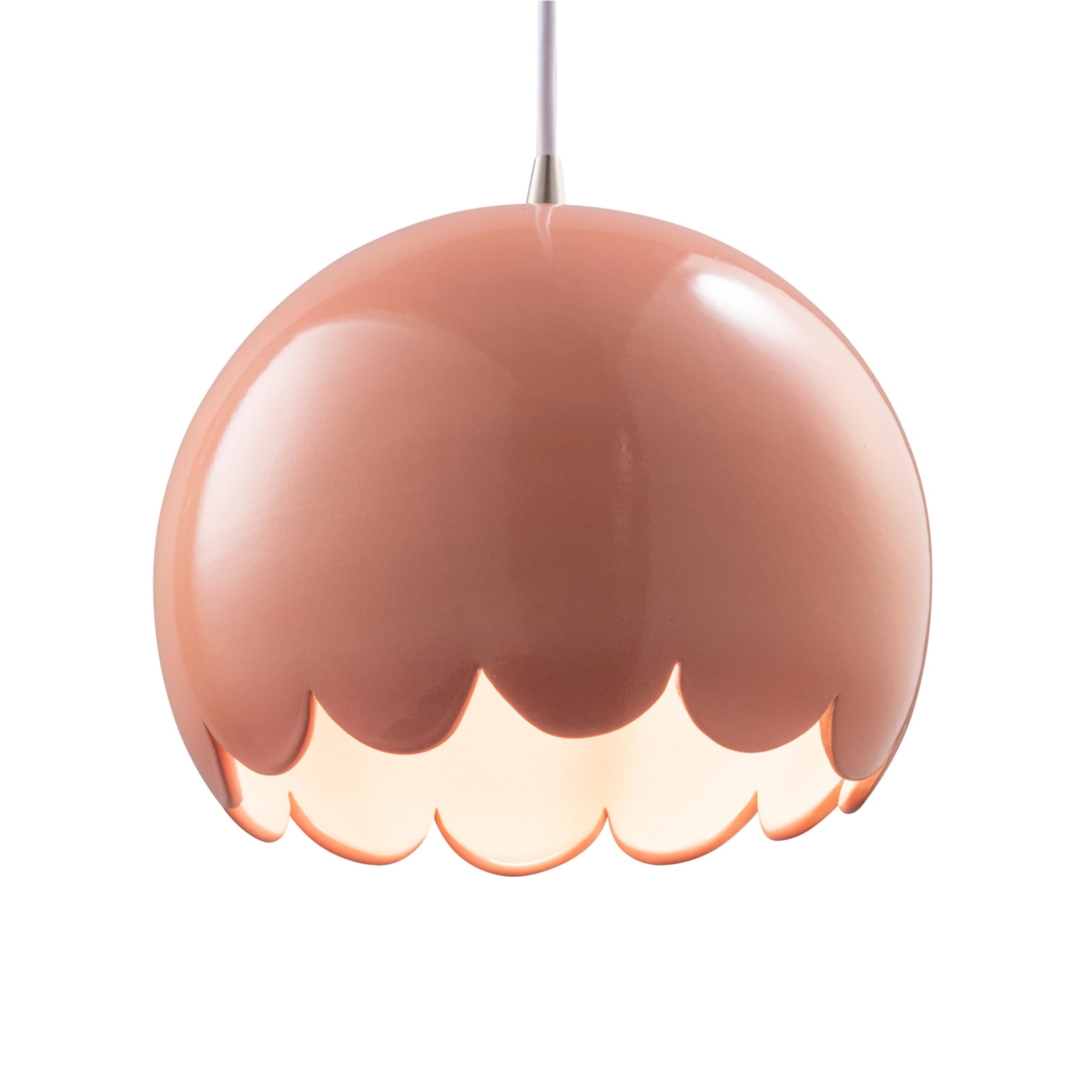 Justice Design Radiance Brushed Nickel Scallop Ceramic Pendant